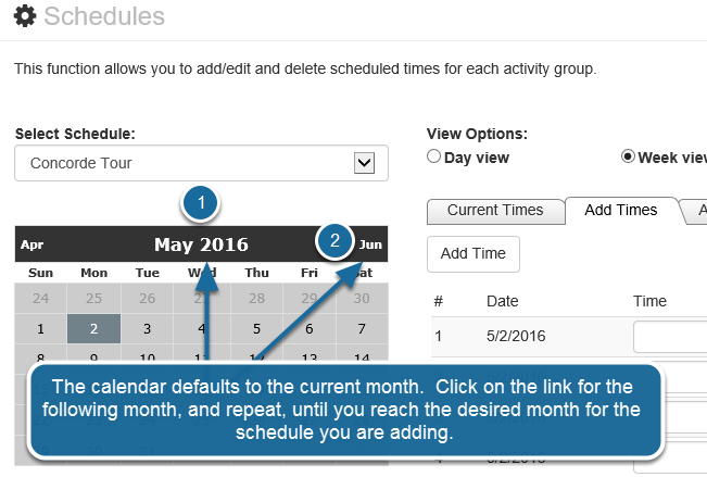 Outbound/Ascent: How to Add a Schedule With Individual Dates and Times